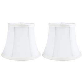 Meriville Set of 2 Off White Faux Silk Chandelier Lamp Shades – Softback Bell Shape, Clip-On Fitter for Candelabra Bulbs, 4" x 6" x 5"