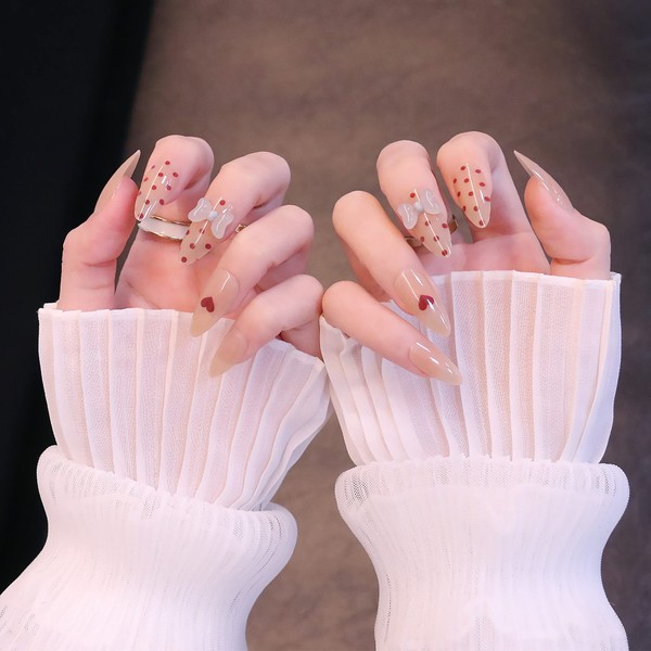Heart Nail Length Fake Nails Butterfly Decoration Polka Dots Make