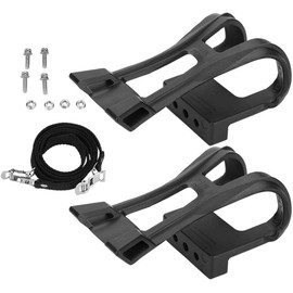 ZOOENIE 1 Pair Bicycle Foot Pedal Straps, Bicycle Plastic Black Adjustable Pedals Straps Non-Slip Toe Clip Belt Bicycle Clip Strap Cycling Road Mountain Bicycle