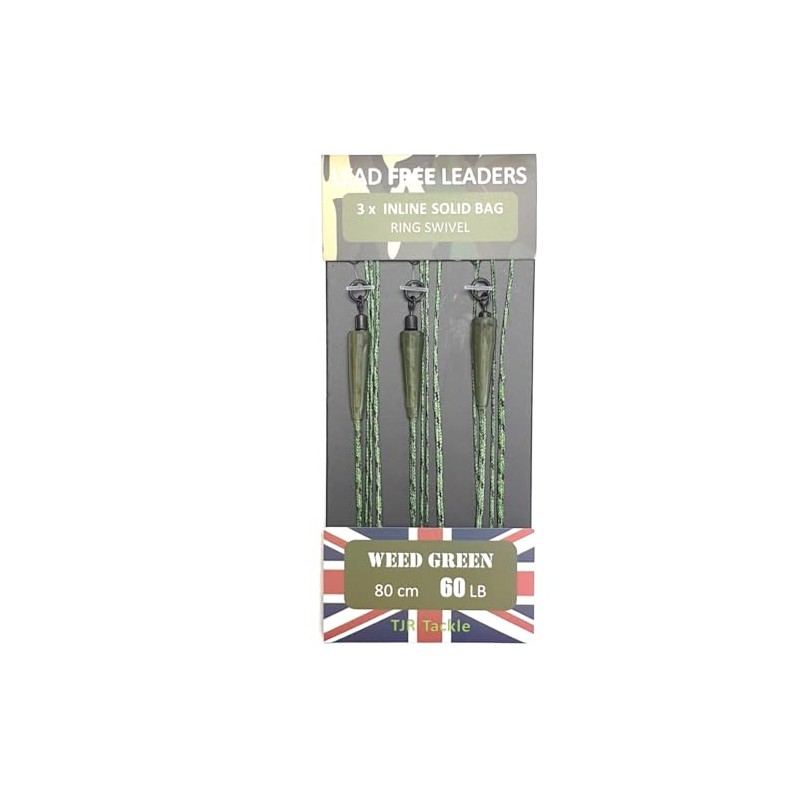 TJR Tackle Solid Bag Inline Leaders Lead Free Ring Swivels