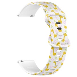 Compatible with Garmin Forerunner 255S/255S Music, 265S, Rey, Venu 2S, Venu 3S, Vivoactive 4S, Vivomove 3S, 18mm Replacement Sport Watch Band (Cute Giraffe Print Kids 2) Silicone Soft Strap Bracelet