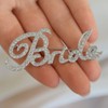 Mariell Crystal Rhinestone "Bride" Brooch Pin in Script Lettering -