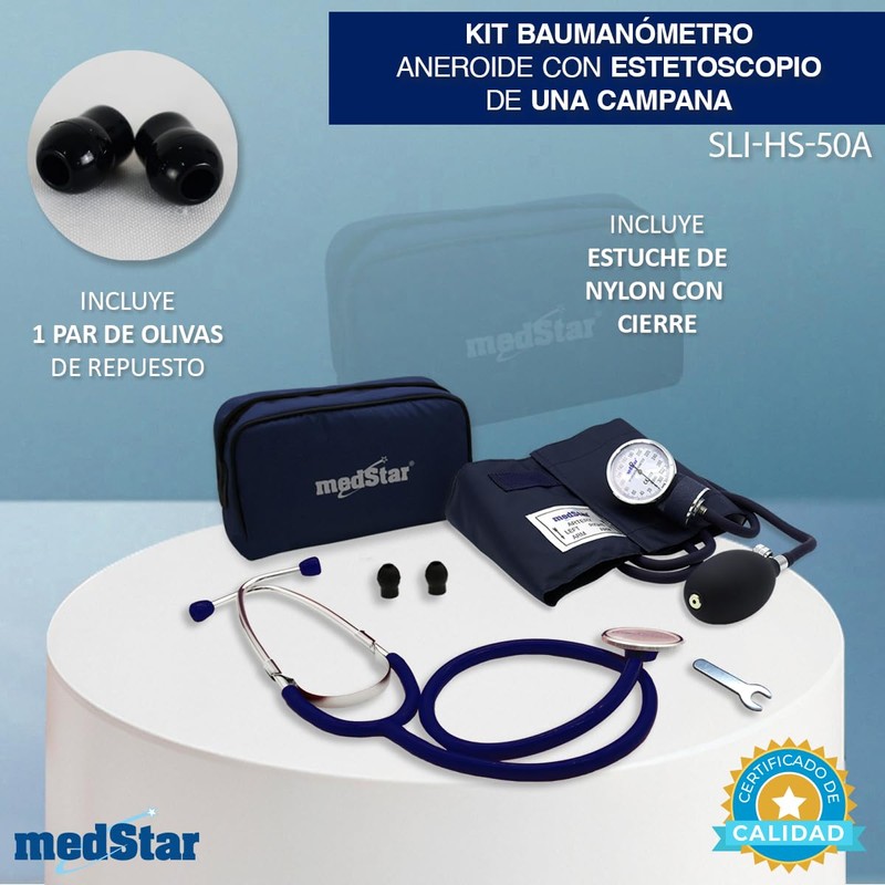 MEDSTAR | Kit Baumanometro Aneroide con Estetoscopio de una Campana