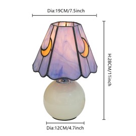 KIPHEPI Mushroom Lamp Tiffany Stained Glass Moon lamp Cute Small Bedside Table Lamps for Living Room Home Decor,Girls Women Birthday Christmas Thanksgiving Day Gift,Pink Blue