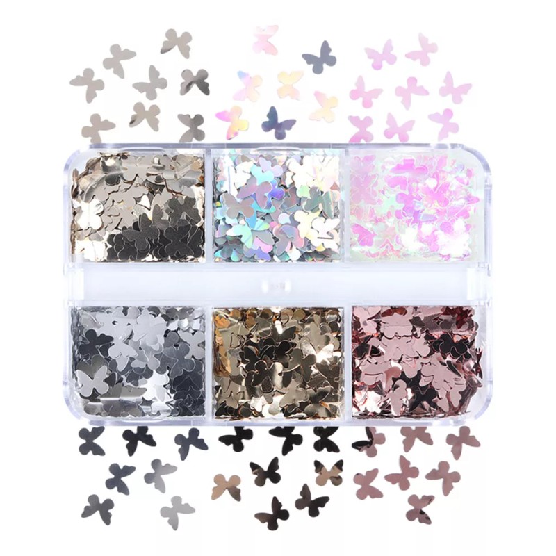 generic 6 Rejillas 3d Para Uñas Con Forma De Mariposa,
