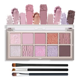 10 Colors Eyeshadow Palette,Matte Glitter Eyeshadow Makeup Palette for Women & Naturing-Looking Makeup,High Pigmented Long Lasting Naked Ultra-Blendable Eye Shadow Palette with Brush G