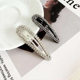 4Pcs Hair Clips Metal Snap Hairpins Bling Crystal Hair Barrettes Glitter Hair Decorative Party Valentine's Day Hair Accessories for Women Girls