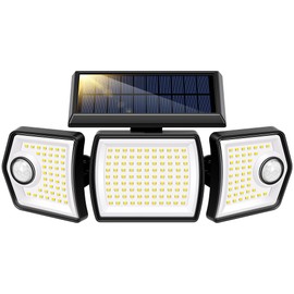 VIVOHOME Linkable Solar Flood Lights Outdoor, 2 Adjustable Motion Sensors Security Lights with 3 Heads, 2500LM, IP65 Waterproof, Solar Powered for Outside, Yard, Porch, Patio