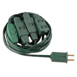 Indoor Polarized Extension Power Cord with 9-Outlets - 12' - Green