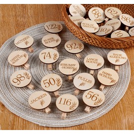 HOUISM Pack of 27 Size Dividers Baby Organiser Wooden - Size Clips (50-122) & Clothes Sorters with Engraved Clip | Sizes & Clothes Organiser for Baby Clothes Drawers & Changing Table
