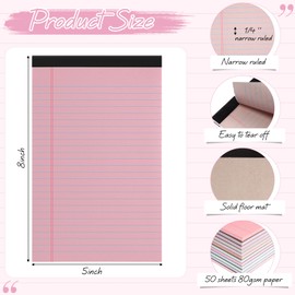 Fuutreo 24 Pcs 5" x 8" Legal Pad Writing Notepads 50 Sheets/Pad Small Legal Pad Narrow Ruled Multiple Color Lined Note Pad for School College Office Supplies Work (Pastel Colors)