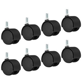PATIKIL 1.5 Inch Swivel Casters, 8 Pack Nylon 360 Degree Threaded Swivel Stem Wheels Wire Shelving for Furniture Replacement, Black