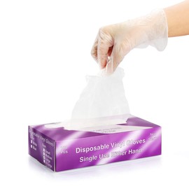 Aitsite 100Pcs Vinyl Disposable Gloves, Medium Clear Powder Free Gloves Multipurpose Disposable Gloves (Large)