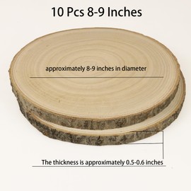 GRCEOY Natural Wood Slices for Centerpieces 10 Pack 8-9 inches Rustic Wedding Centerpieces Table Decorations Wood Rounds for Crafts Wooden Circles Discs