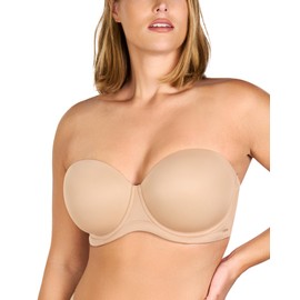 HSIA Strapless Bras for Women Large Bust Non Slip Full Coverage Underwire Supportive Multiway Strapless Bra Plus Size Almond Beige
