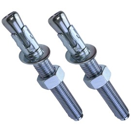 AERZETIX - C54078 - Set of 2 Anchor Bolts Long Thread Expansion Dowels - M20 x 160 mm - Galvanised Steel - for Concrete, Stone, Solid Material