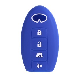 XUHANG Sillicone Key Foba - Carcasa para mando a distancia Infiniti EX35 FX50 G35 G37 M45 QX56 FX50 M35 M56 QX60 QX80, 4 botones, Negro/Azul