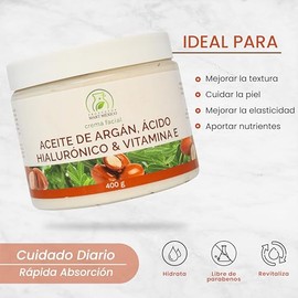 Crema Facial Antiarrugas de Argán, Ácido Hialurónico & Vitamina E Piel Renovada 400 Grs Productos Mart Mexico