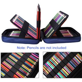 JAKAGO Large Pencil Case Big Capacity Holds 220 Colored Pencils,Portable Waterproof Storage Stationery Bag,Great Gift for Women/Man/Student/Artist (Blue)