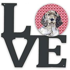 Caroline's Treasures English Setter Hearts Valentine's Day Portrait Metal Artwork Love Wall-Decor, Multicolor