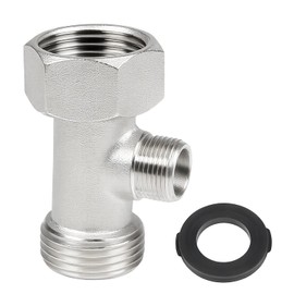 Bidet T Adapter, 3-Way Tee Connector 7/8"x7/8"x3/8" with Gasket - Toilet Faucet Splitter & Shower Head Diverter Valve for Bidet Sprayer Attachment, Bidet Hose Fitting for RV & Home Plumbing