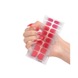 16Pcs Glitter Gradient Pure Color Full Nail Wraps Nail Polish Sticker Thick Cs053 Nail Wraps Stickers Manicure Supplies for Women Nails Full Long Lasting Easy Apply and Remove