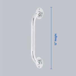 Medline Knurled Chrome 12” Grab Bar for Shower & Bathtub, Independence & Ease of Movement — for Elderly, Handicapped or Seniors, 300 lb. Capacity, 1 Bar