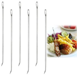 XZEIT 6 Pieces Roast Trussing Needles Butcher Meat Trussing Needle Stainless Steel Cooking Needles Poultry Trussing Needle for Securing Stuffed Turkey, Chicken, Roast and Rolled Meat Supplies