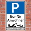 Sign "Parken nur für Anwohner" Sign 300 x 200 mm