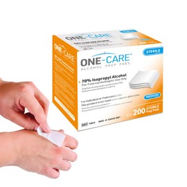 ONE-CARE Prep Pads Medium, Box of 200 wipes