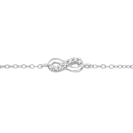925 Sterling Silver Italian Infinity Bracelet With Cubic Zirconia For Womens Girls, Length 18 cm, Includes Extension 2 cm & Thickness 1 mm, Silver Plated & E-Coat Finishing, Gift Jewelry For Her