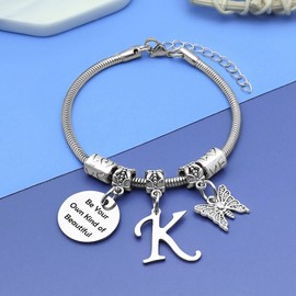 DlaeKua K Initial Bracelets Jewelry Gifts for K Bracelets for Women K Letter Jewelry Gifts for Friends Mom Gifts Birthday Valentine Day Jewelry Gifts Name Bracelet Stainless Steel