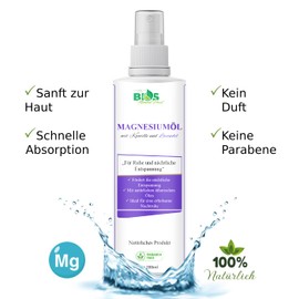 Bios Mineral Plant Magnesium Oil with Chamomile and Lavender - Natural Care for Skin and Muscles, Fast Absorption, Paraben-Free, Massage and Wellness Oil, 200 ml