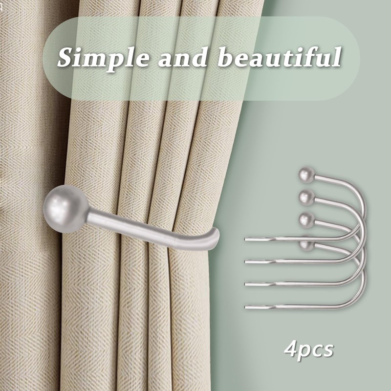 DALAETUS 12 Pcs Silver Curtain Holdbacks, U-Shaped Curtain Tie Back,