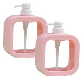Soap Dispenser, Pack of 2 Shower Gel Dispenser, 500 ml Pump Dispenser, Small Plastic Soap Dispenser, Transparent Lotion Bottle, Refillable with Shower Gel, Shampoo, Hand Soap, for Kitchen, Bathroom