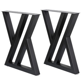 DorBuphan Table Legs Metal 2 PCS, Black Steel Table Legs 28" H x 24" W, Heavy Duty and Stable for DIY Tables, Desks, and Bench
