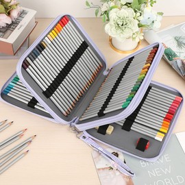 SUMNACON Pencil Case 120 Pencil Organiser Colouring Pencil Organiser with Large Capacity and Holder for School Office Travel Gift for Family and Friends (Rose Shape), purple, Fashion