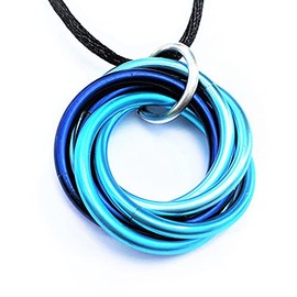 Mobii Necklaces (Multicolor) Pendant Combos, Fidget Infinity Loop Forever Spiral Jewelry (Satin Cord 18-20in, Blues, Medium)