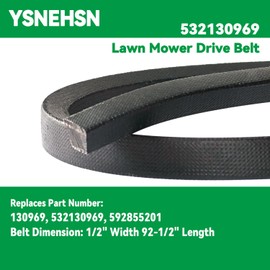 532130969 130969 Lawn Mower Deck Drive Belt Fits for Poulan Craftsman Husqvarna AYP 130969 592855201 584444701 Replaces YTH2042 YTH20K46 YTH22V46 YTH2348 YRH24V48 LGT2654 (1/2" x 92-1/2")