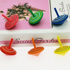 Yolistar Pack of 50 Wooden Spinning Tops for Children, Wooden Spinning Tops, Party Bags, Children's Birthday, Perfect as a Children's Gift, Party Decoration, Leisure Toy (Colour Random)