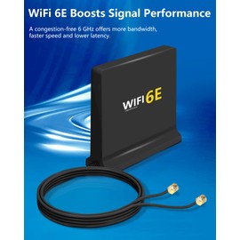 High Gain 12dBi WiFi 6E Antenna with Magnetic Base – Tri-Band 2.4GHz/5.8GHz/6GHz, 3FT RG174 Cable, RP-SMA Connector for Enhanced Signal on Desktop PCs and WiFi Routers