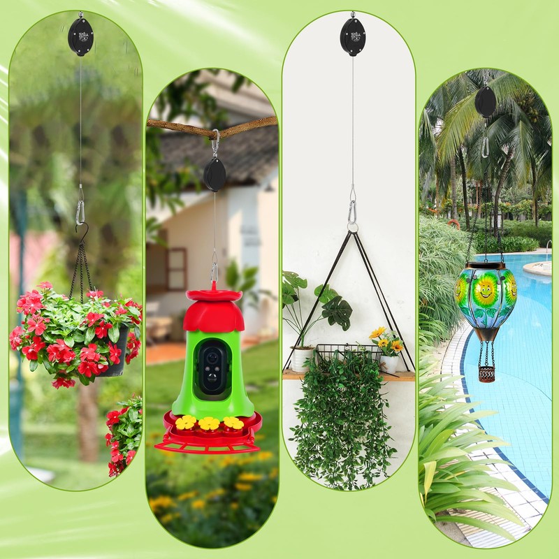 Plant Pulleys, Heavy Duty Retractable Hangers, 304 Stainless Steel Rope,