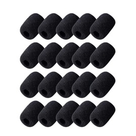 REQAG Pack of 20 Foam Replacement Windscreen for Microphone and Headset Mini Microphone Headset Windscreen for Teaching, Stage Performance and Meetings, Black