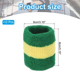 MECCANIXITY Wrist Sweatbands Sports Wrist Bands Sweat for Men & Women Athletic Absorbent for Basketball Football Tennis Soccer Running Working Out Green, Yellow, Pack of 14