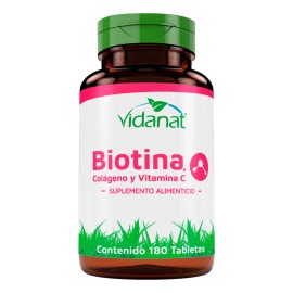 Biotina, Colágeno Y Vitamina C 180 Tabletas Vidanat Sabor Sin sabor