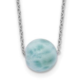 IceCarats 925 Sterling Silver Blue Larimar Bead Necklace 16 inch Chain