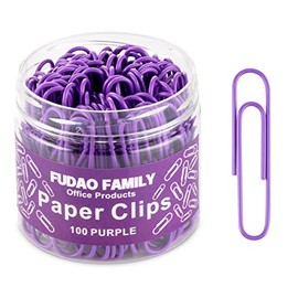 FUDAO FAMILY Jumbo Paper Clips, 2 Inch Large Paper Clip, 100 pcs Paperclips (Jumbo, Purple)