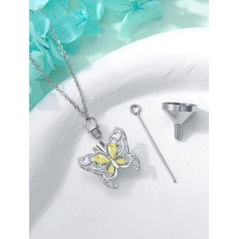 Shusukue Butterfly Urn Necklace for Ashes 925 Sterling Silver Memorial Cremation Keepsake with CZ Pendant Jewelry Women Keepsake Bereavement Gift for A Loss,11