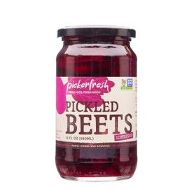Pickerfresh Pickled Beets - Crinkle Cut Sliced Beetroot - Simple Natural Ingredients - Non-GMO, No Artificial Color & No Preservatives - 16 oz
