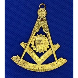 Past Master 3" Collar Jewel SQUARE & COMPASS GOLD PLATED FREEMASON PM-300G